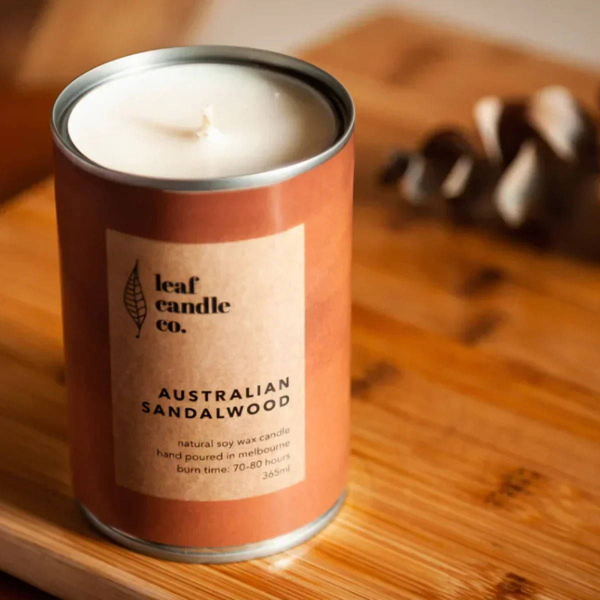 Leaf Candle Co. Australian Sandalwood - Candle - Bathroom, cf-type-candle, col-gifts, col-gifts-for-woman, col-gifts-for-women, us-retail - Upcycle Studio