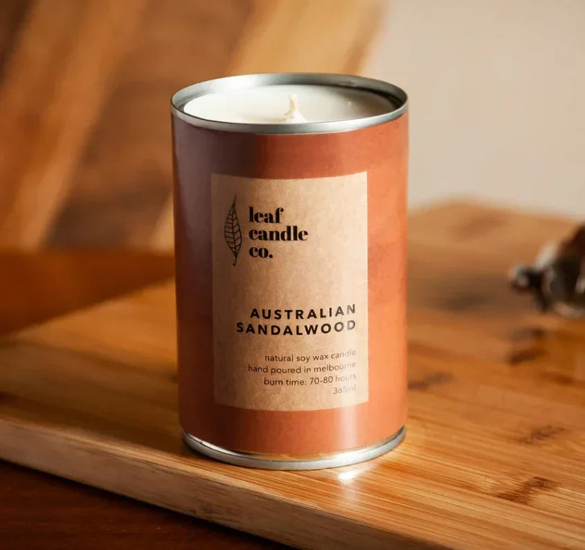 Leaf Candle Co. Australian Sandalwood - Candle - Bathroom, cf-type-candle, col-gifts, col-gifts-for-woman, col-gifts-for-women, us-retail - Upcycle Studio