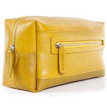 Elvis & Kresse Firehose Large Wash Bag - Mustard | make up case | handbags | Travel case | Ladies Make up bag | Pencil case | Online Bags | designer handbags | Beauty bag | bags womens | travel bags australia | hand bags leather australia | Accepts Bitcoin | Accepts Crypto currency | Gifts | Presents | Upcycle Studio