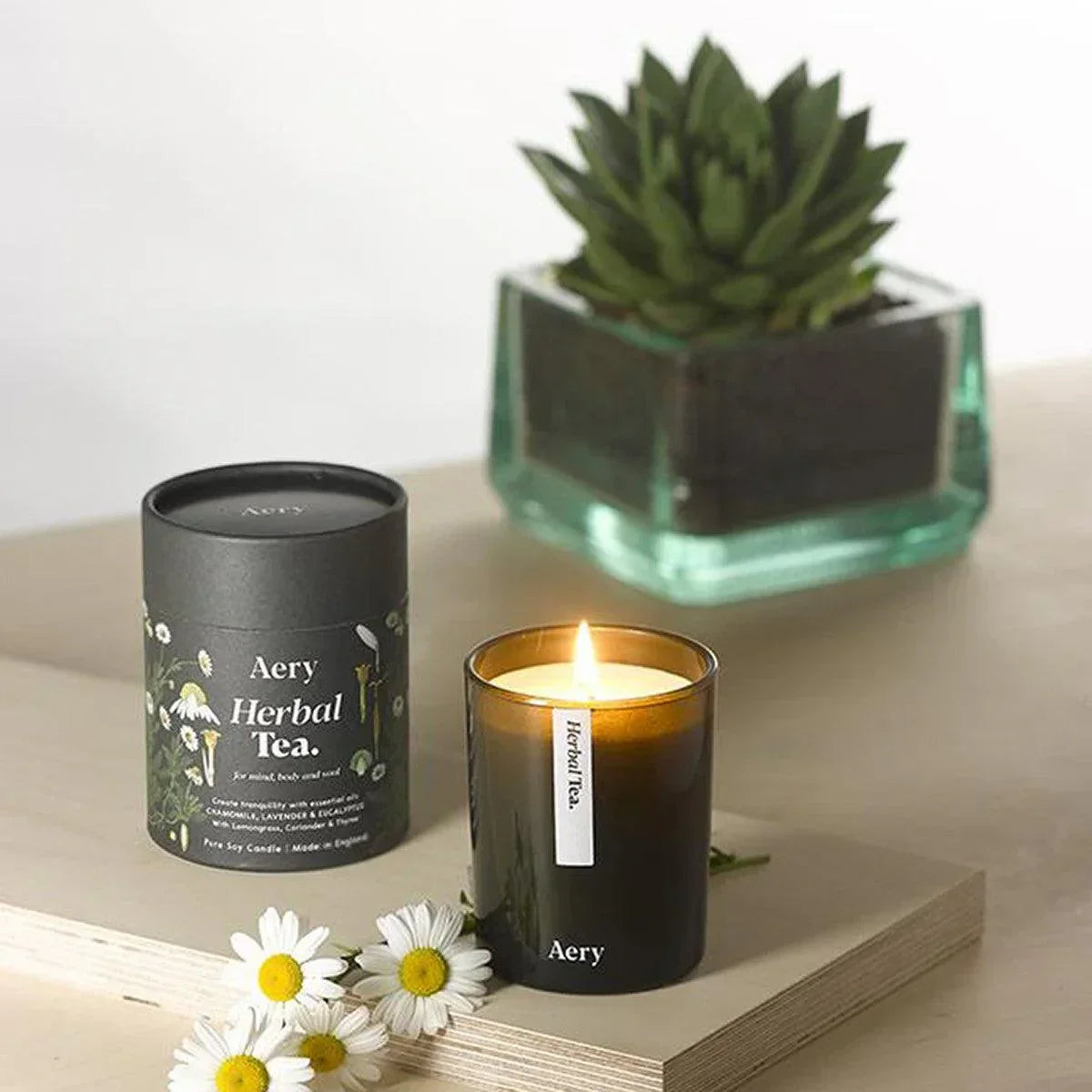 Aery Living: Botanical Green 200g Soy Candle - Herbal Tea - Candle - Bathroom, cf-type-candle, col-gifts, col-gifts-for-woman, col-gifts-for-women, us-retail - Upcycle Studio