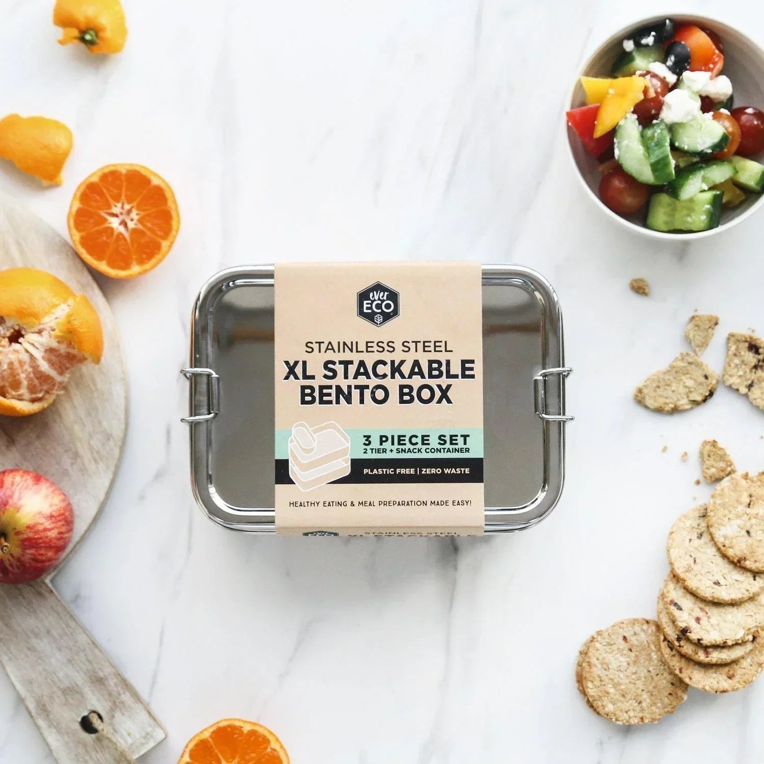 Ever Eco XL Bento Box 1900ml Lunch Stacker | Stainless Steel Lunch
