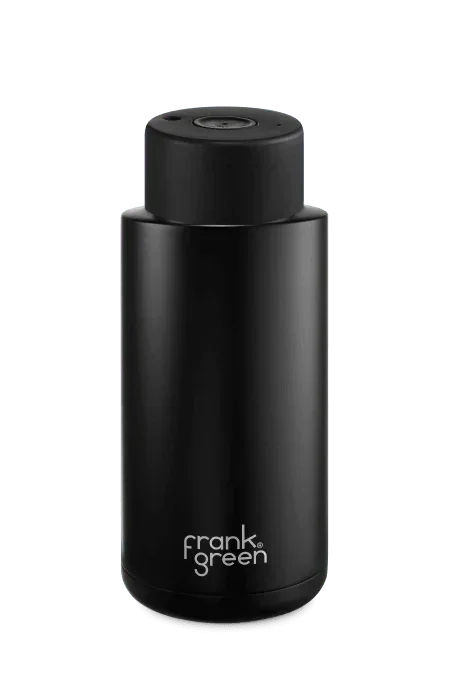 Frank Green Ceramic Reusable Bottle with Push Button Lid - Black - Reusable Coffee Cup - cf-type-reusable-coffee-cup, col-gifts, us-display-variants, us-retail - Upcycle Studio