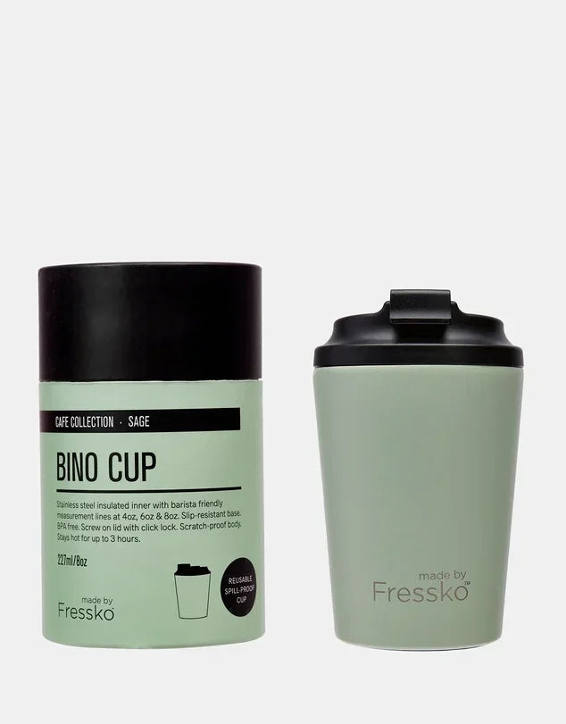 Fressko Bino 8oz Reusable Coffee Cups - Sage - Reusable Coffee Cup - cf-type-reusable-coffee-cup, col-gifts, col-gifts-for-woman, col-kitchen, us-retail - Upcycle Studio