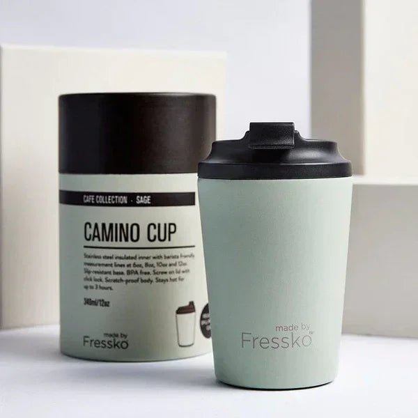 Fressko Camino 12oz Reusable Coffee Cups - Sage - Reusable Coffee Cup - cf-type-reusable-coffee-cup, col-gifts, col-gifts-for-men, col-gifts-for-woman, col-kitchen, us-retail - Upcycle Studio