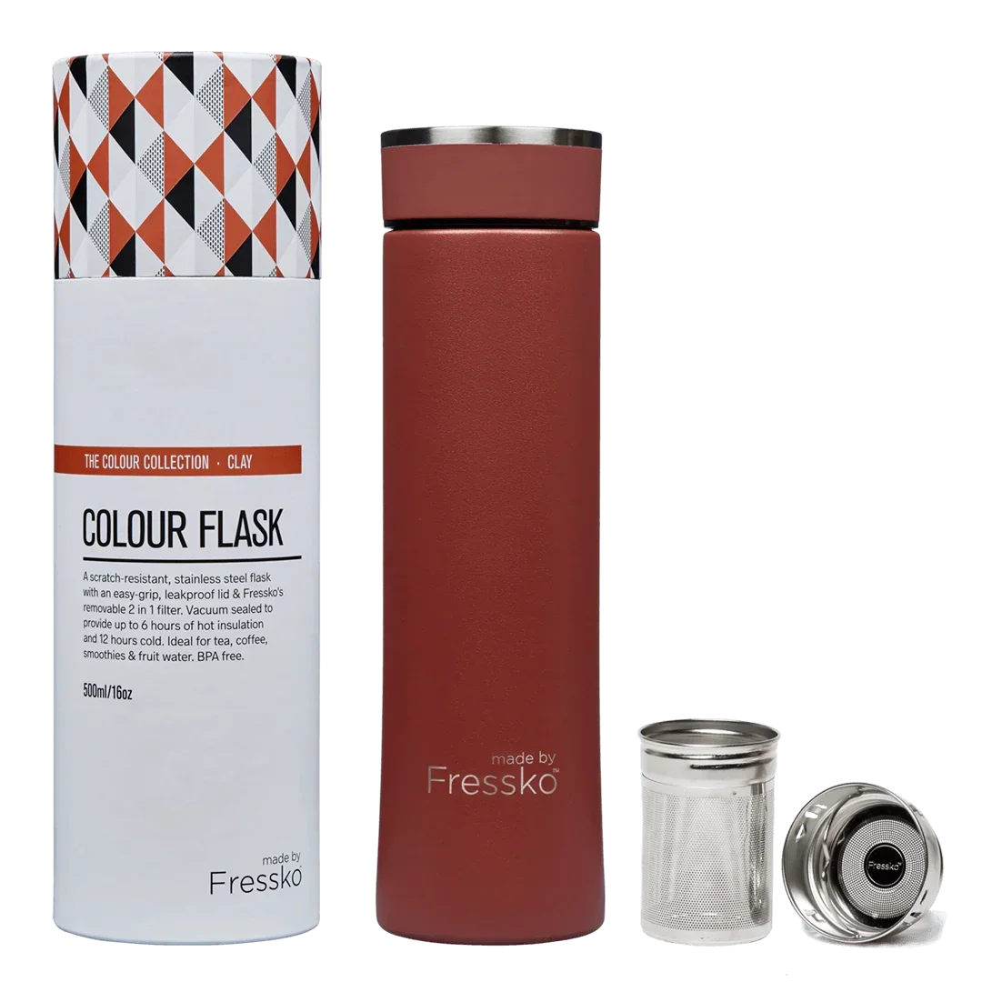 Fressko Infuser Flask 500ml - Clay | Drink Bottle - Stainless Steel Water Bottle - cf-type-stainless-steel-water-bottle, col-gifts, col-gifts-for-mum, col-gifts-for-women, DrinkBottle, us-retail, Water Bottle - Upcycle Studio