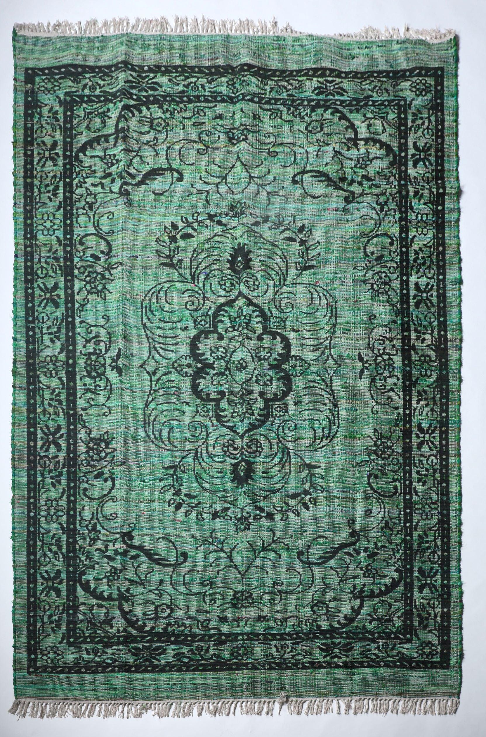 Maheshwari Silk Printed Rug - Rug - cf-type-rug, col-upcycled-rugs, silk rugs, us-retail - Upcycle Studio