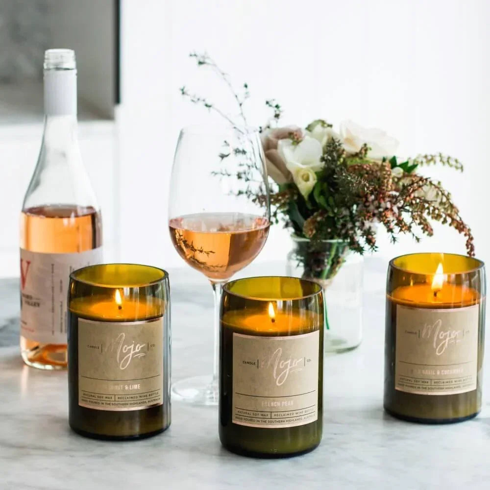 Mojo Wine Bottle Candle - Oakmoss & Sage - Candle - bathroom, cf-type-candle, col-gifts, us-retail - Upcycle Studio