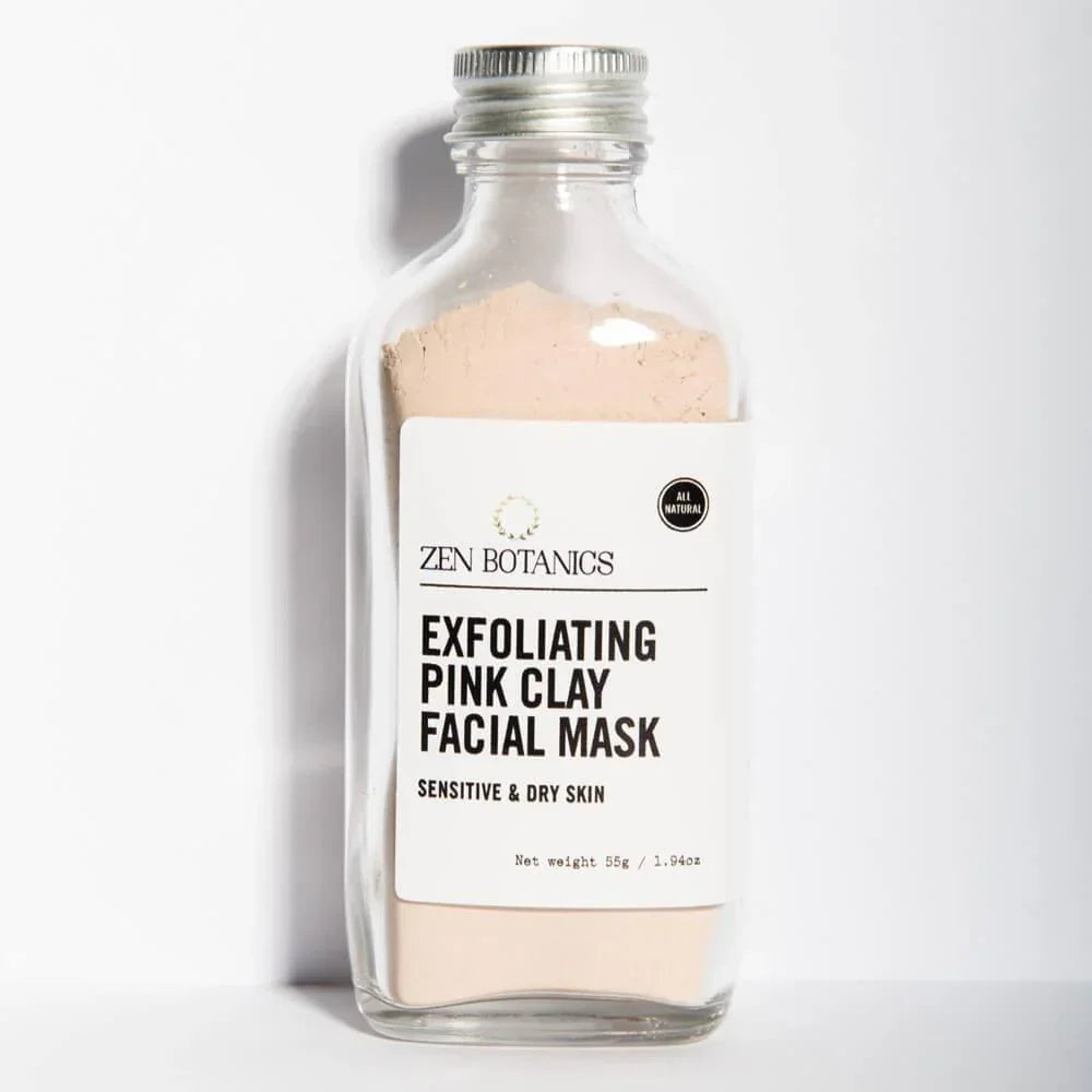 Zen Botanics Exfoliating Pink Clay Facial Mask - Face Skincare - Bathroom, cf-type-face-skincare, col-gifts, col-gifts-for-women, us-retail - Upcycle Studio
