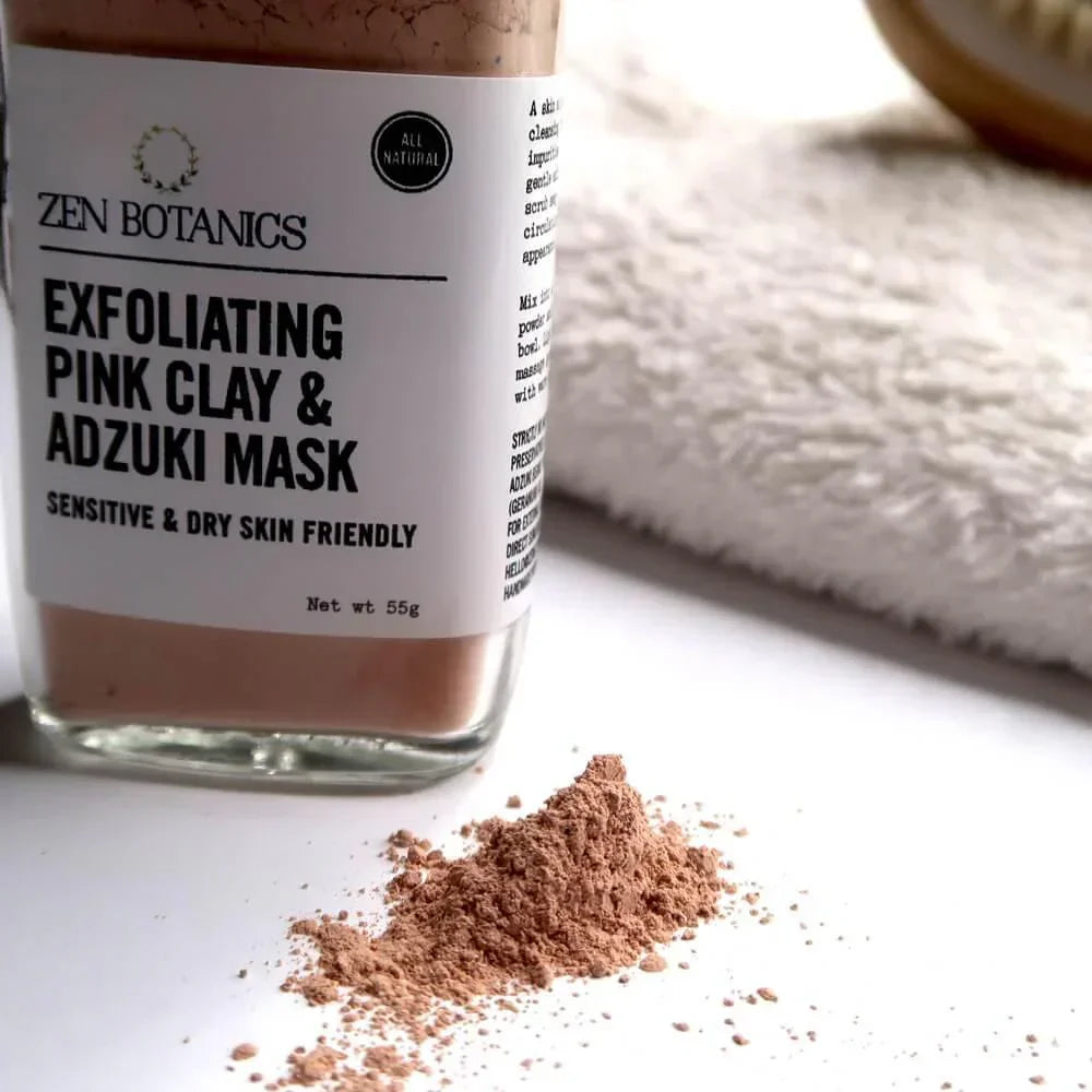 Zen Botanics Exfoliating Pink Clay Facial Mask - Face Skincare - Bathroom, cf-type-face-skincare, col-gifts, col-gifts-for-women, us-retail - Upcycle Studio