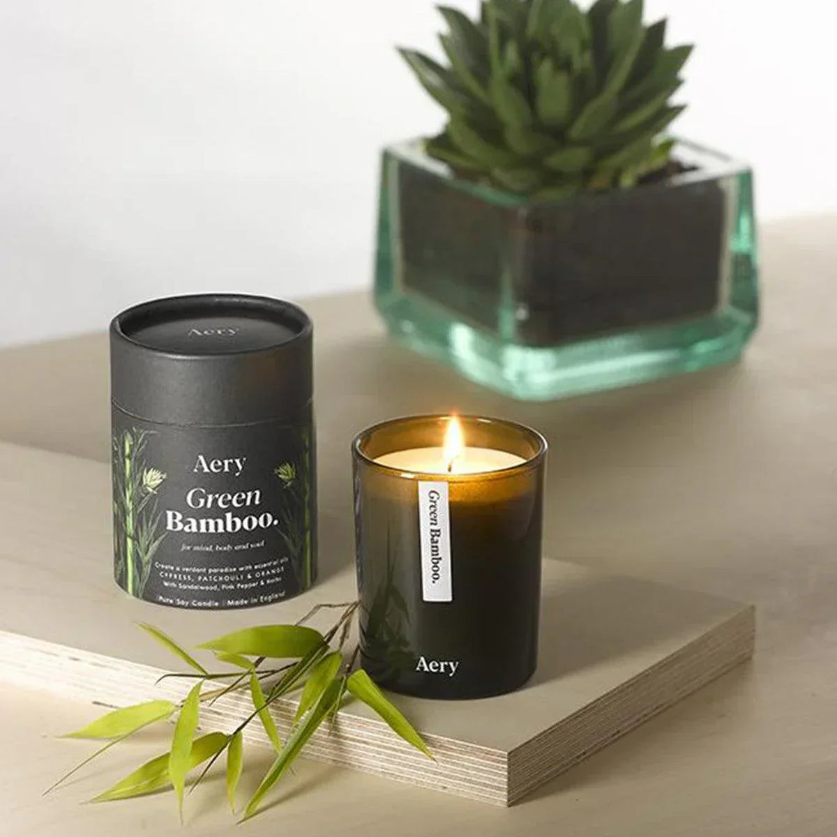 Aery Living: Botanical Green 200g Soy Candle - Green Bamboo - Candle - Bathroom, cf-type-candle, col-gifts, col-gifts-for-woman, col-gifts-for-women, us-retail - Upcycle Studio