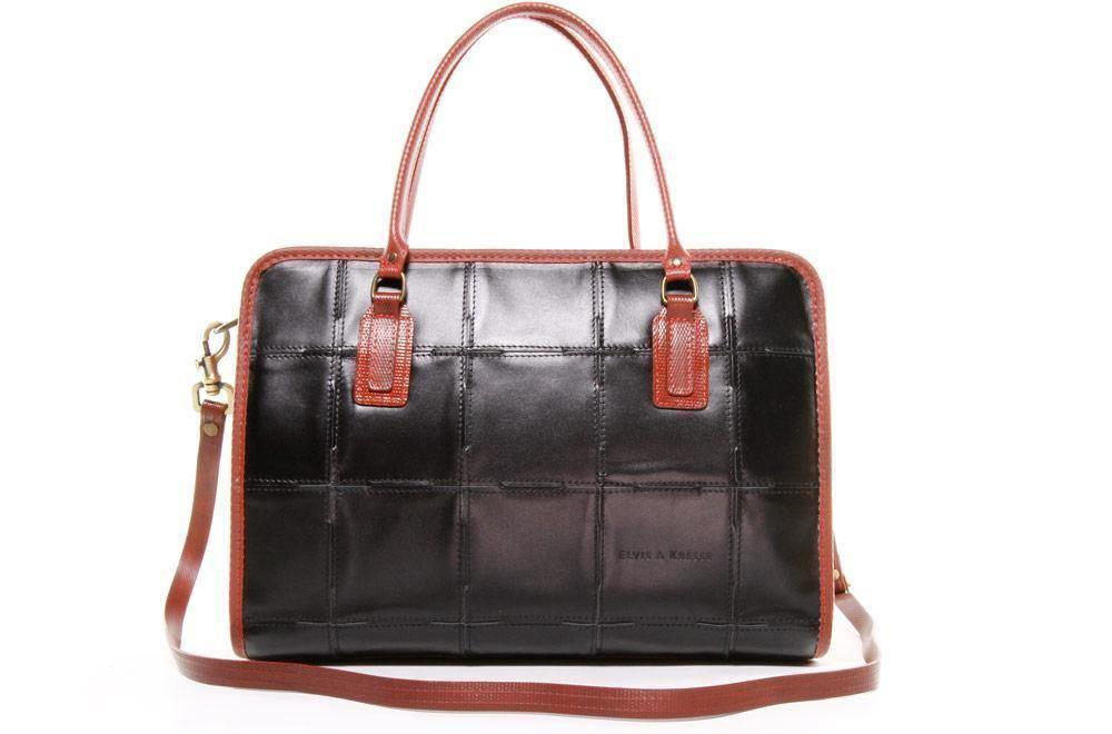 Elvis & Kresse Fire & Hide Large Post Handbag - Gloss Black - Handbag - cf-type-handbag, col-gifts, col-gifts-for-woman, us-retail - Upcycle Studio