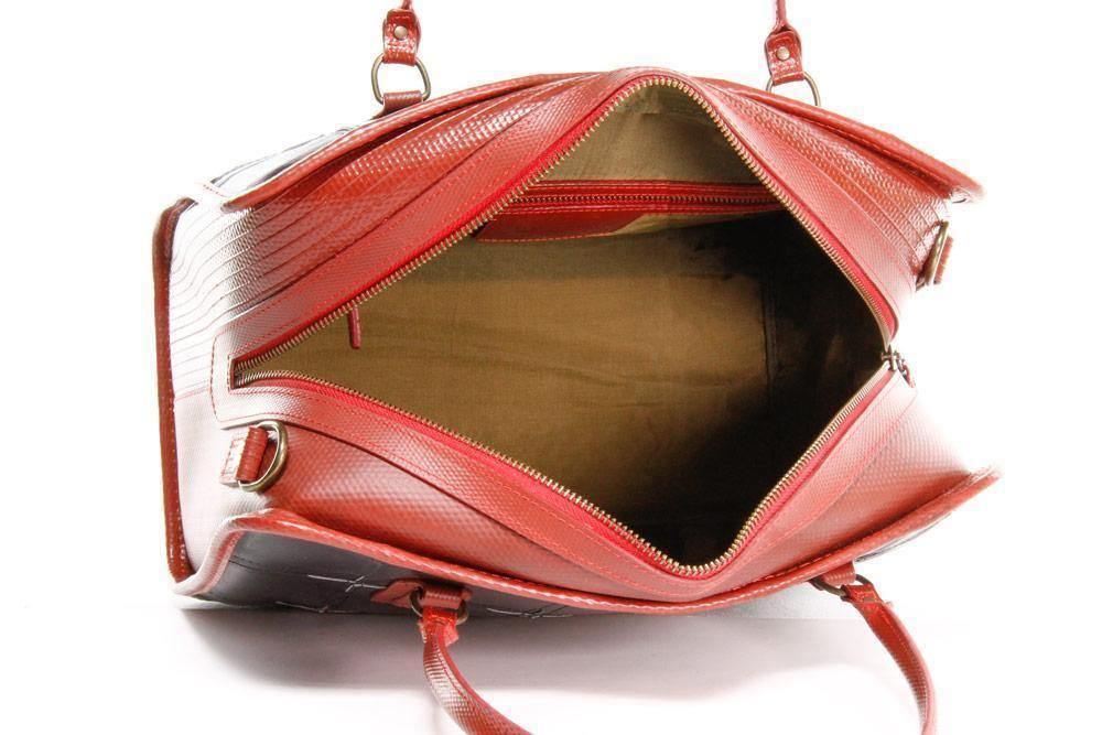 Elvis & Kresse Fire & Hide Large Post Handbag - Gloss Black - Handbag - cf-type-handbag, col-gifts, col-gifts-for-woman, us-retail - Upcycle Studio