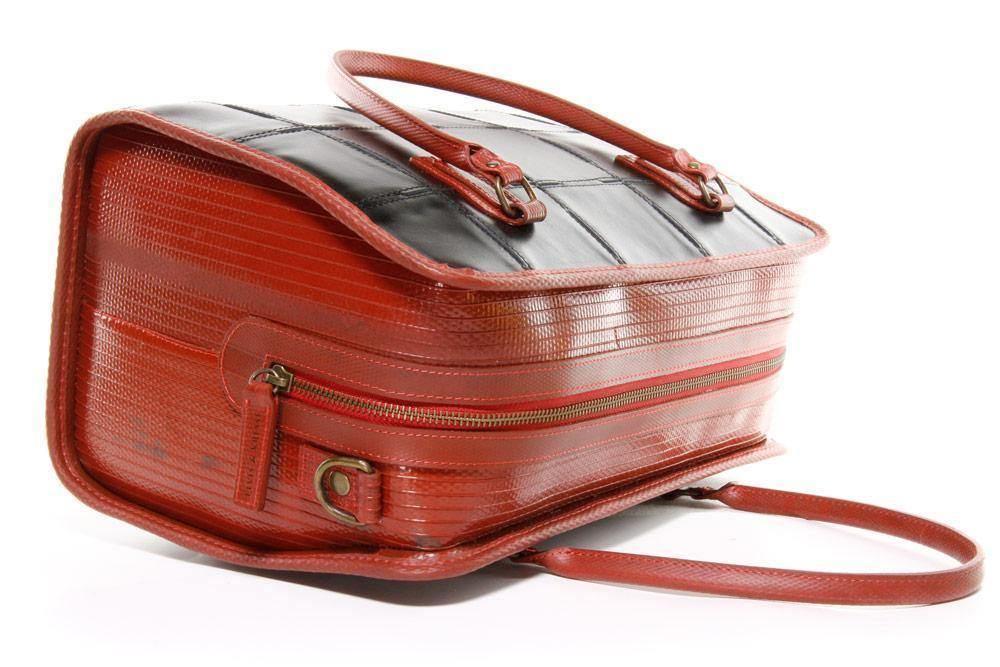 Elvis & Kresse Fire & Hide Large Post Handbag - Gloss Black - Handbag - cf-type-handbag, col-gifts, col-gifts-for-woman, us-retail - Upcycle Studio