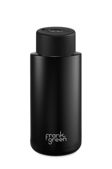 Frank Green Ceramic Reusable Bottle with Push Button Lid - Black - Reusable Coffee Cup - cf-type-reusable-coffee-cup, col-gifts, us-display-variants, us-retail - Upcycle Studio