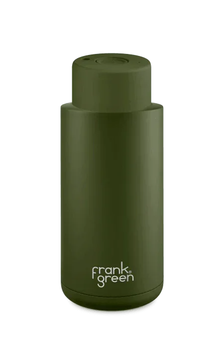 Frank Green Ceramic Reusable Bottle with Push Button Lid - Khaki - Reusable Coffee Cup - cf-type-reusable-coffee-cup, col-gifts, us-display-variants, us-retail - Upcycle Studio