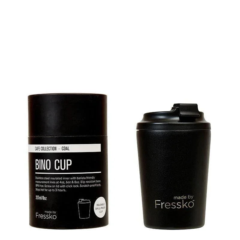 Fressko Bino 8oz Reusable Coffee Cups - Black - Reusable Coffee Cup - cf-type-reusable-coffee-cup, col-gifts, col-gifts-for-woman, col-kitchen, us-retail - Upcycle Studio