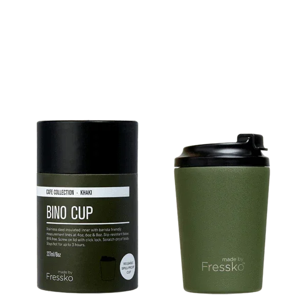 Fressko Bino 8oz Reusable Coffee Cups - Khaki - Reusable Coffee Cup - cf-type-reusable-coffee-cup, col-gifts, col-gifts-for-woman, col-kitchen, us-retail - Upcycle Studio