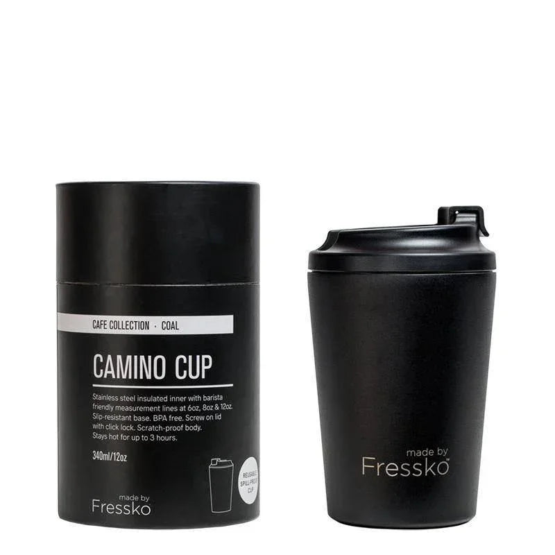 Fressko Camino 12oz Reusable Coffee Cups - Black - Reusable Coffee Cup - cf-type-reusable-coffee-cup, col-gifts, col-gifts-for-men, col-gifts-for-woman, col-kitchen, us-retail - Upcycle Studio