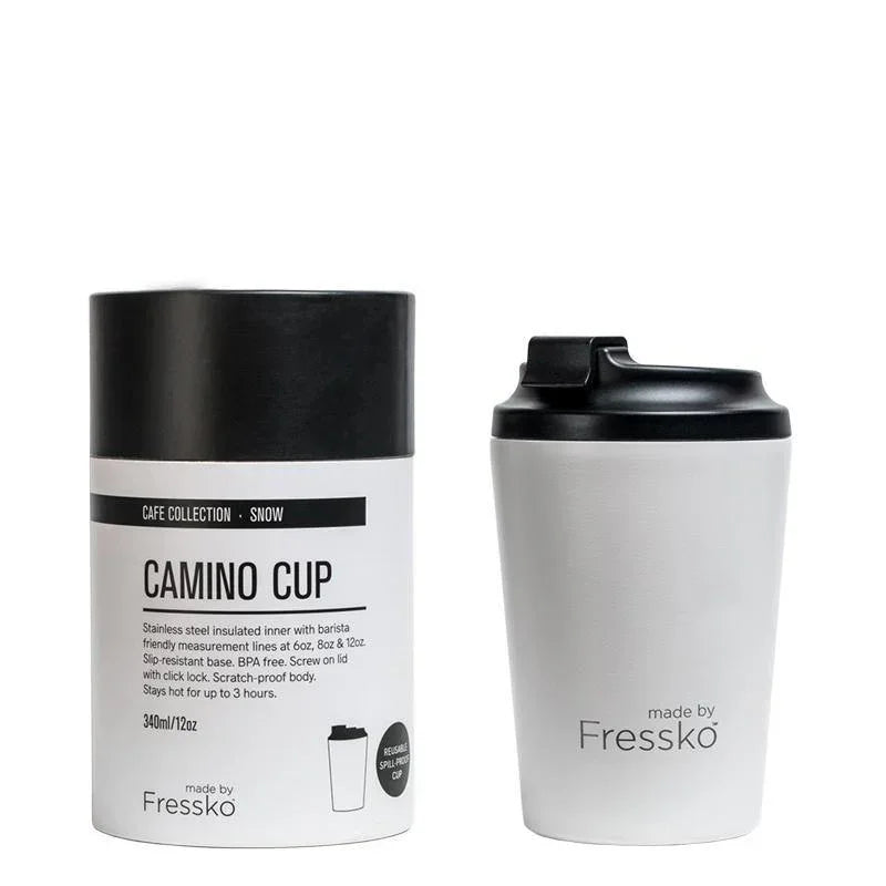Fressko Camino 12oz Reusable Coffee Cups - White - Reusable Coffee Cup - cf-type-reusable-coffee-cup, col-gifts, col-gifts-for-men, col-gifts-for-woman, col-kitchen, us-retail - Upcycle Studio