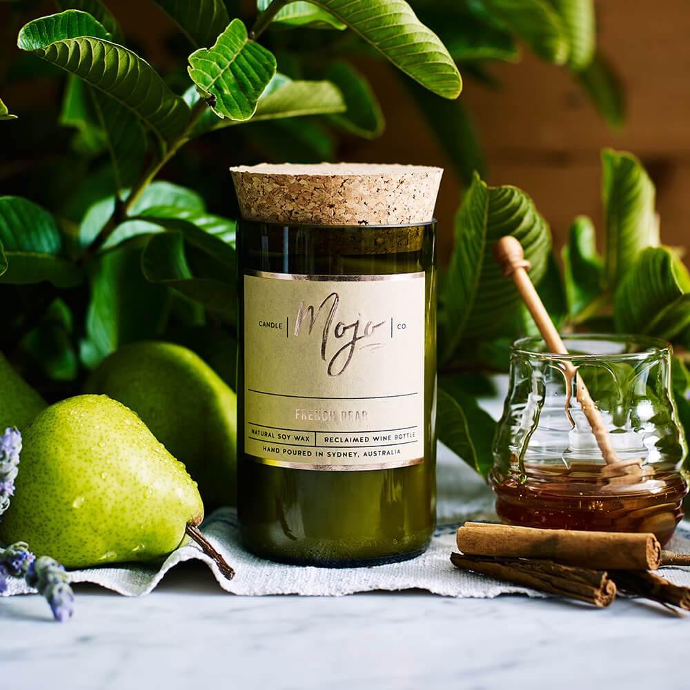 Mojo Wine Bottle Candle - French Pear - Candle - Bathroom, cf-type-candle, col-gifts, col-gifts-for-women, mojo candle, us-retail - Upcycle Studio