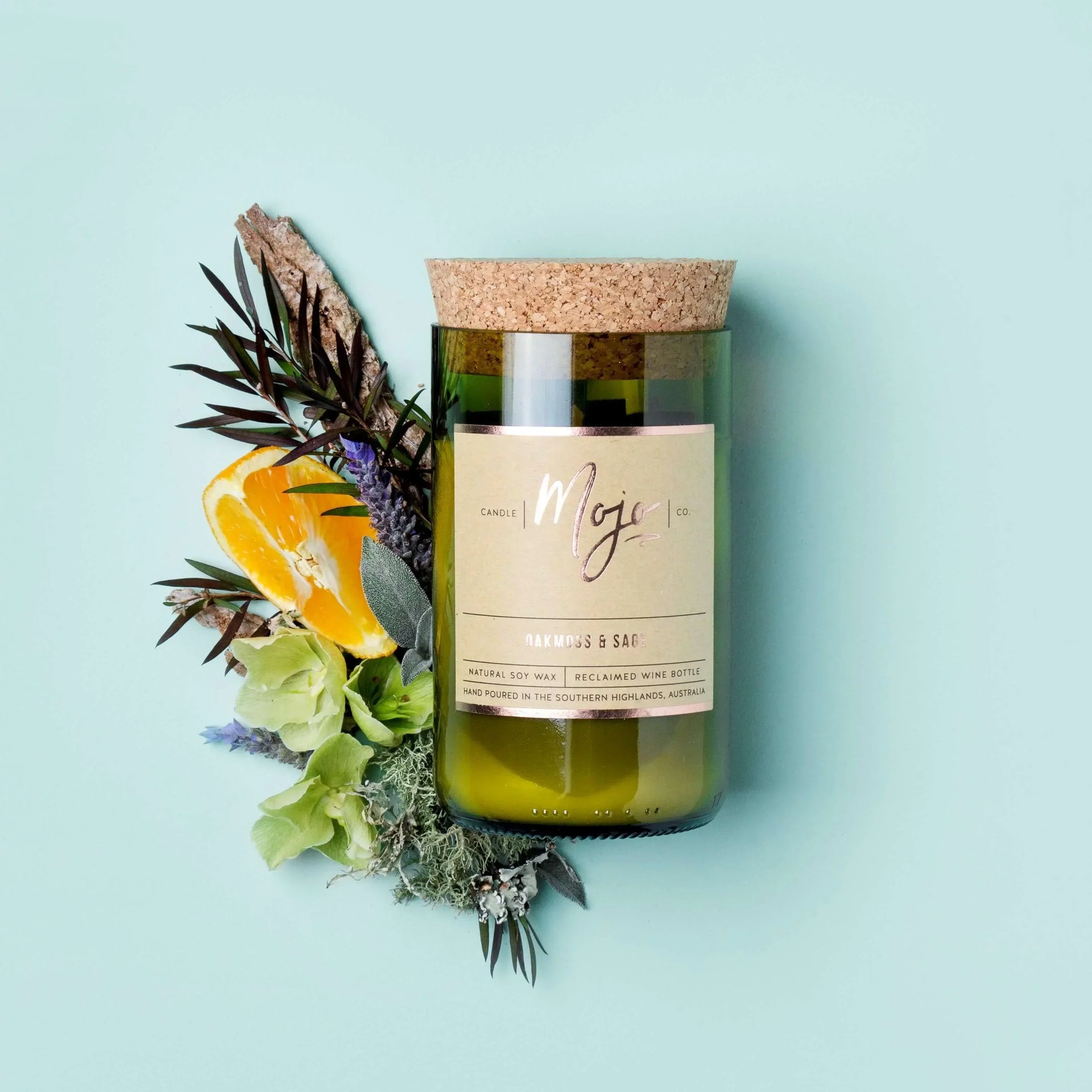 Mojo Wine Bottle Candle - Oakmoss & Sage - Candle - bathroom, cf-type-candle, col-gifts, us-retail - Upcycle Studio