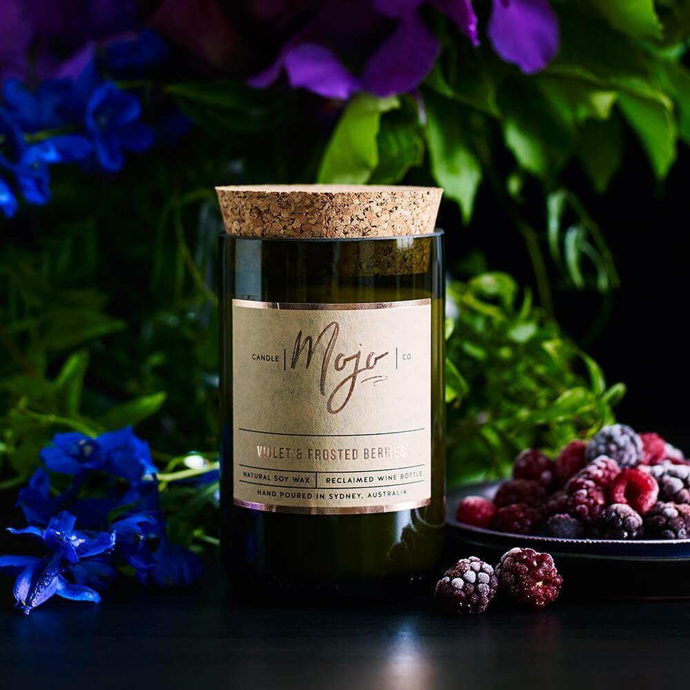 Mojo Wine Bottle Candle - Violet & Frosted Berries - Candle - Bathroom, cf-type-candle, col-gifts, col-gifts-for-mum, us-retail - Upcycle Studio